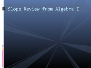Slope Review from Algebra I
 
