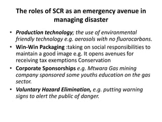 Role of corporate social responsibility as an emergency avenue in ...