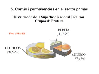 5. Canvis i permanències en el sector primari Font: MARM.ES 