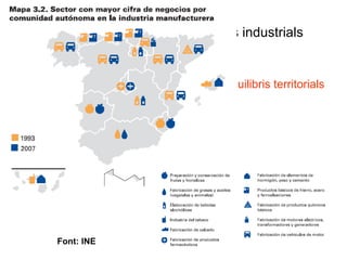 6. La reestructuració dels espais industrials 4.  El teixit industrial espanyol 4.2. La localització industrial i els desequilibris territorials Font: INE 