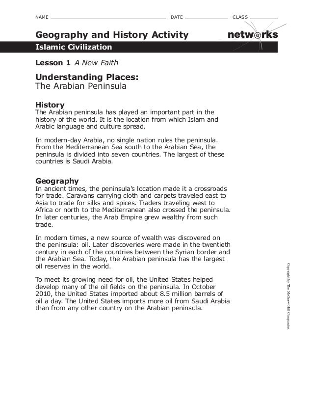 Geo and history the arabian peninsula