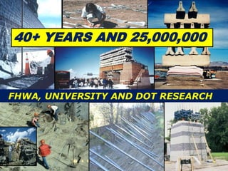40+ YEARS AND 25,000,000



FHWA, UNIVERSITY AND DOT RESEARCH
 