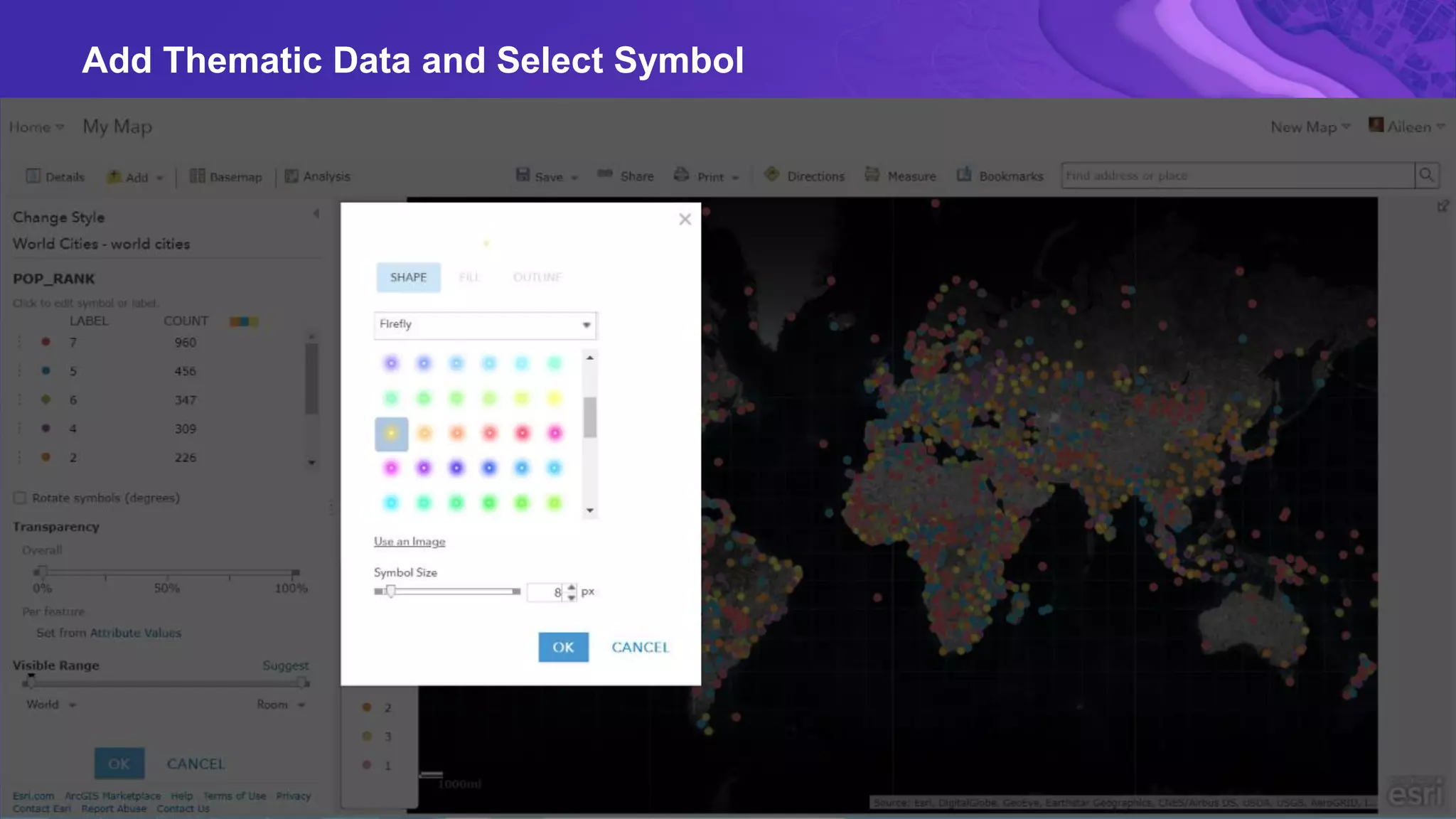 Add Thematic Data and Select Symbol
 