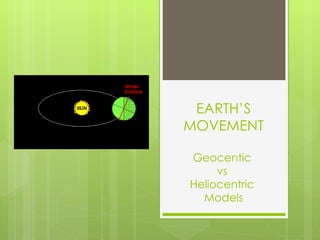 EARTH’S MOVEMENT Geocentic  vs  Heliocentric  Models 