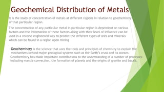 Geochemical distribution of elements | PPTX
