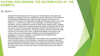 Geochemical distribution of elements | PPTX