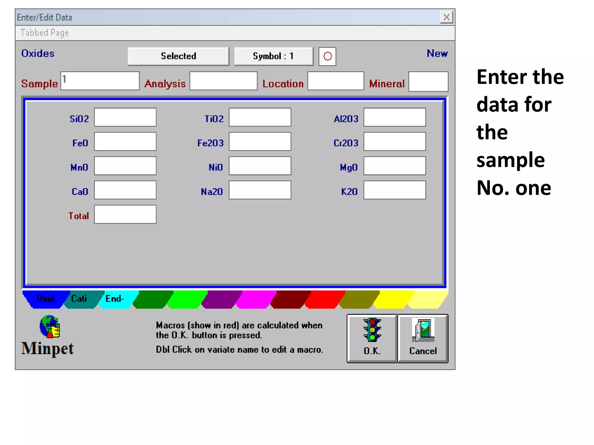 Enter the
data for
the
sample
No. one
 