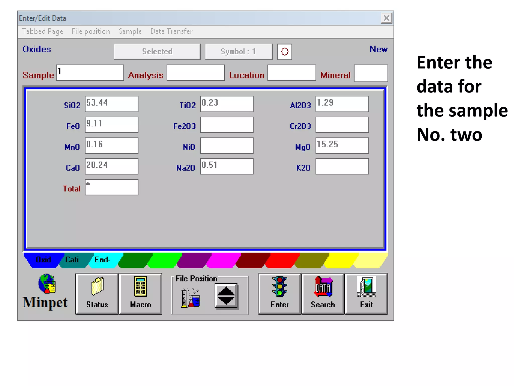 Enter the
data for
the sample
No. two
 