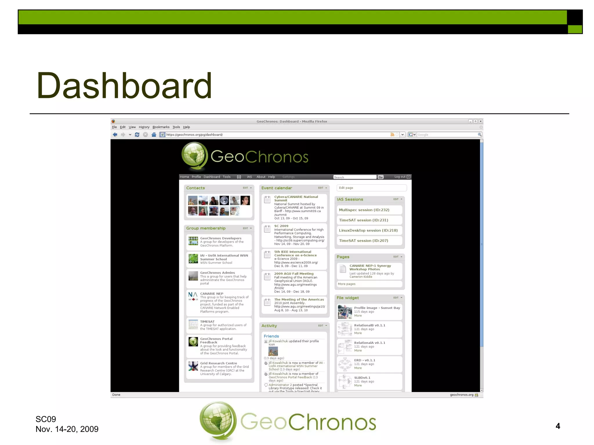 Dashboard SC09  Nov. 14-20, 2009 