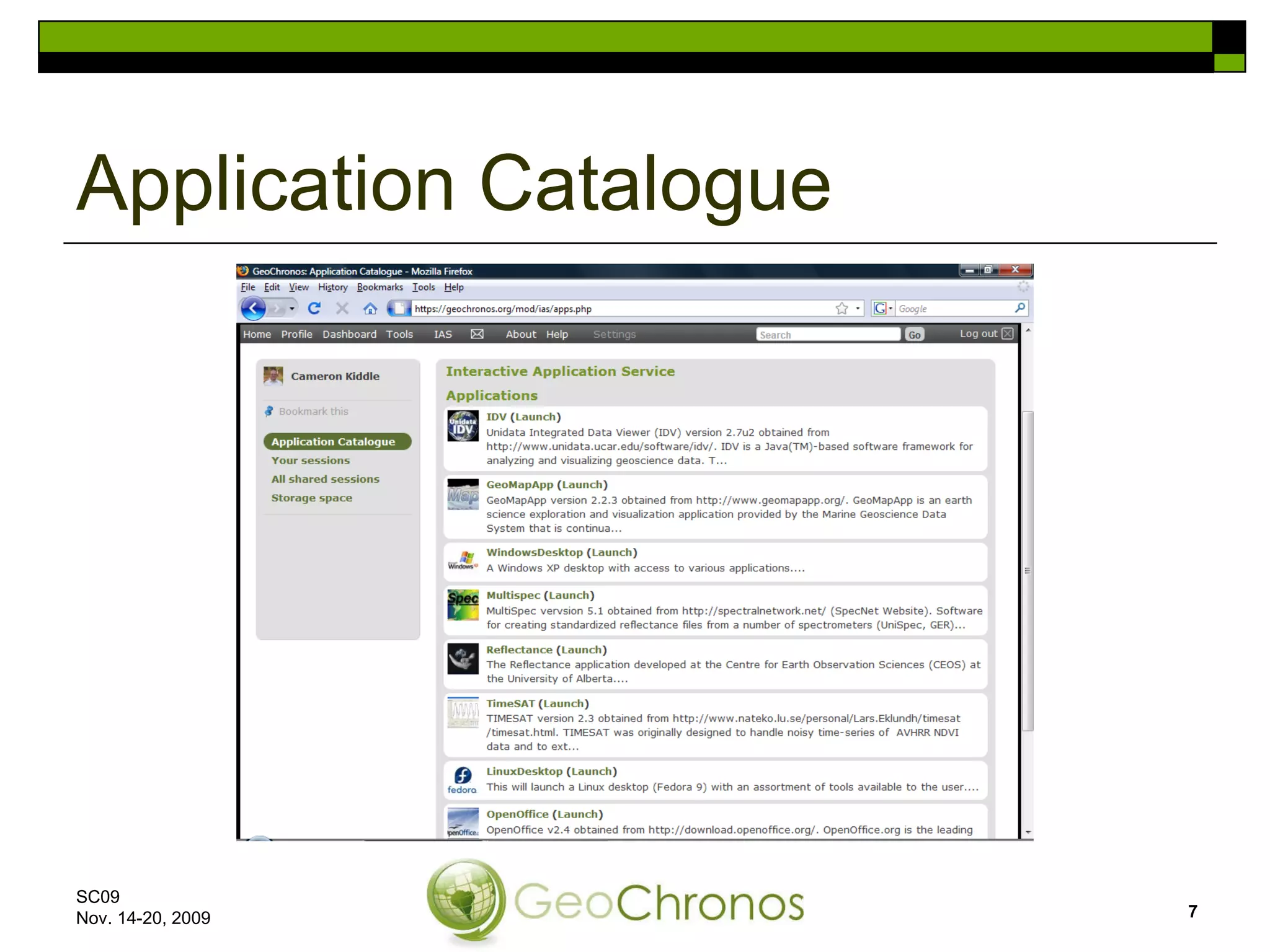 Application Catalogue SC09  Nov. 14-20, 2009 