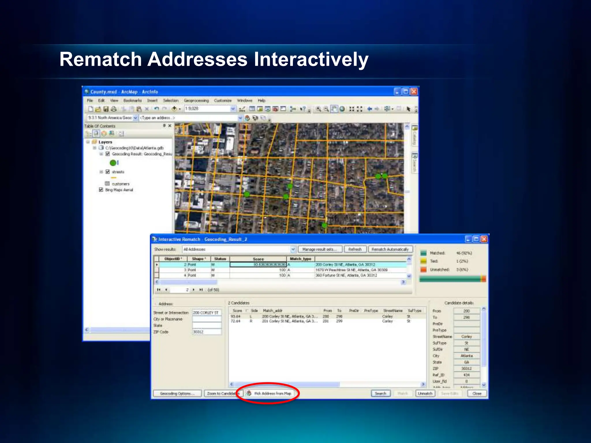 Rematch Addresses Interactively
 