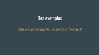 Des exemples
https://camptocamp.github.io/ngeo/master/examples/
 