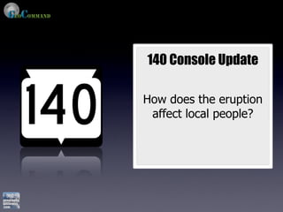 140 Console Update

How does the eruption
 affect local people?
 