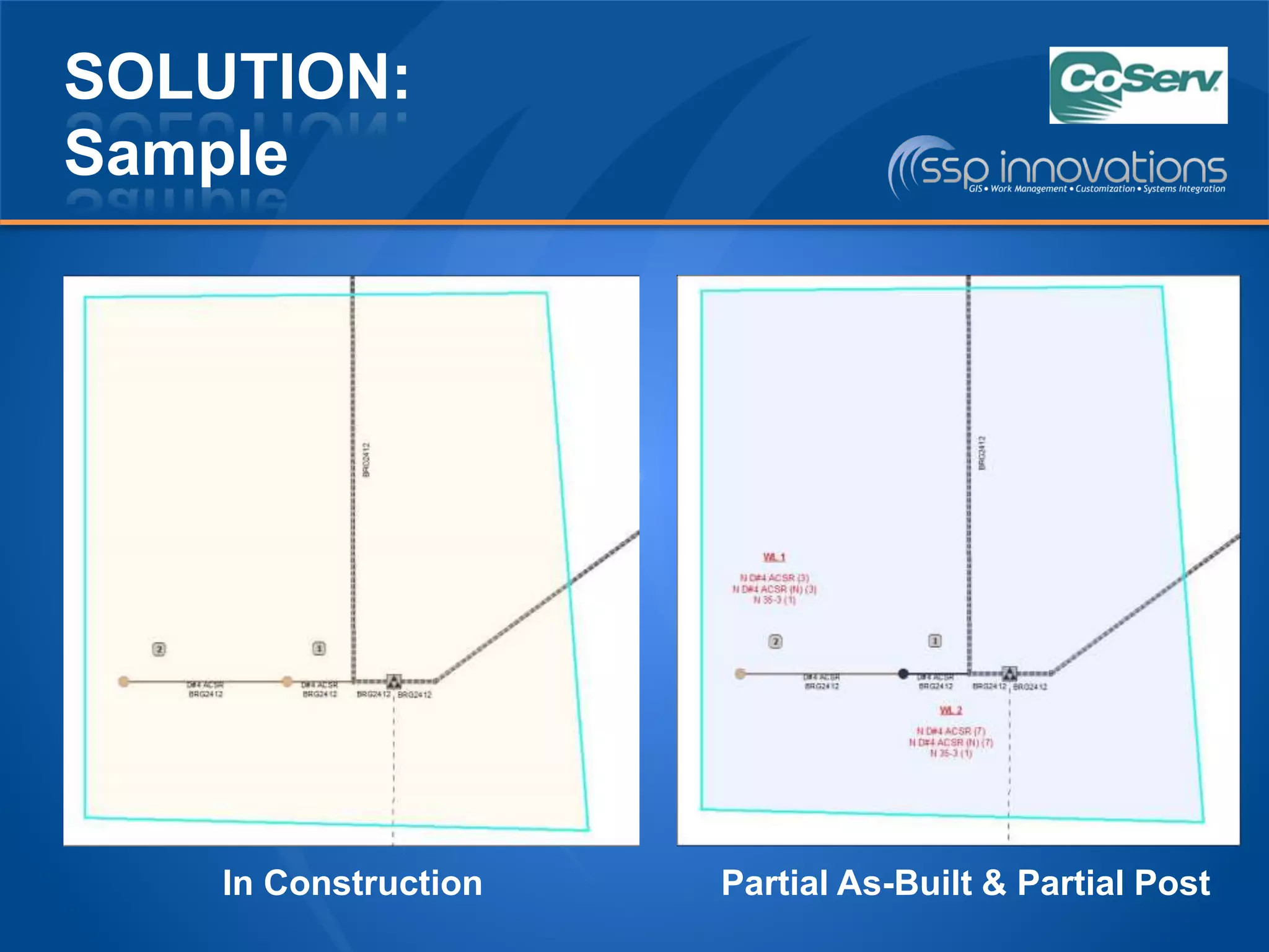 SOLUTION:
Sample
In Construction Partial As-Built & Partial Post
 