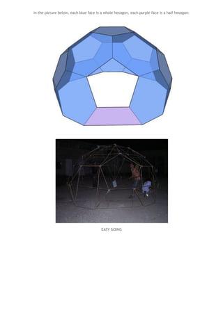 in the picture below, each blue face is a whole hexagon, each purple face is a half hexagon:
EASY GOING
 