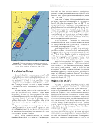 69
RECURSOS MINERAIS DO MAR
Luiz Roberto Martins e Kaiser de Souza
Granulados bioclásticos
Carbonato de cálcio é minerado como material recifal
consolidado ou como acumulações bioclásticas não-con-
solidadas recifais ou de conchas. A mineração de cama-
das de conchas é mais comum, enquanto recifes
coralígenos representam fontes de carbonato de cálcio,
mas a utilização de corais não-vivos ou mortos aumenta
a vulnerabilidade a dano mediante a ação de ondas e tem-
pestades.
No meio marinho, o esforço mais expressivo da pes-
quisa encontra-se dirigido a oólitos, corais, algas
coralígenas e conchas. Nas ilhas tropicais com franjas de
recifes coralígenos, as areias não são de quartzo, mas de
fragmentos de corais de carbonato de cálcio, componen-
te básico do cimento. Carbonato de cálcio sob a forma
de conchas é também comum nas plataformas continen-
tais.
A planta exploratória de areia aragonítica situada em
Cat Cay, nas Bahamas, é uma das mais expressivas, com
mais de 37.500 milhões de m3
, abastecendo segmentos
do mercado norte-americano com carbonato de cálcio
para corretivos de solos e cimento.
Areias calcárias denominadas marl são também
dragadas da plataforma continental francesa para aplica-
Figura 5.6 – Potencial de areia quartzosa, areia quartzosa com
bioclastos e areia e cascalho bioclástico da plataforma continental
interna do Rio Grande do Sul (MARTINS et al., 1999).
ção direta nos solos ácidos da Bretanha. Tais depósitos
possuem composição similar às areias encontradas no nor-
deste do Brasil. A produção é bastante expressiva – entre
500 e 700 t/ano.
Estudo de COUTINHO (1992) na província carbonática
da plataforma continental brasileira que se estende do rio
Pará (0,5°S) até as vizinhanças de Cabo Frio (23,5°S), em
uma provavelmente mais longa e contínua plataforma
atapetada por sedimentos carbonáticos do mundo, reve-
lou interessantes aspectos dessa sedimentação. Os sedi-
mentos carbonáticos que ocupam as porções média e ex-
terna da plataforma estão representados por areias e cas-
calhos formados por algas coralígenas ramificadas e ma-
ciças, concreções, artículos de Halameda, moluscos,
briozoários e foraminíferos bentônicos.
MONT’ALVERNE E COUTINHO (1992) calcularam
uma reserva de 1,96 x l0 t, considerando a isóbata entre
20 e 30 m na plataforma continental de Pernambuco,
admitindo uma espessura média de 1,5 m.
Segundo SANTANA (1979, 1999), a margem conti-
nental do nordeste e leste do Brasil até a altura de Cabo
Frio possui sedimentos ricos em carbonato, contendo mais
de 75% de CaCo3
. O autor considerou uma espessura
média para esses depósitos de 5 m, representando uma
reserva de 2 x 1011
t, correspondendo, na época, a mais
de 50 vezes a reserva estimada do continente.
O conhecimento relativo aos depósitos de calcário
bioclástico ocorrente na plataforma continental interna do
Rio Grande do Sul, vinculado a antigas linhas de praia de
alta energia (MARTINS et al., 1972), foi sintetizado por
CALLIARI et al. (1999), com especial ênfase nas áreas de
Albardão e Carpinteiro, representando um potencial eco-
nômico de 1 bilhão de toneladas (Figura 5.7). Em Santa
Catarina, estudos realizados na zona costeira foram divul-
gados por Caruso Jr. (1999).
Depósitos de pláceres
Depósitos de cassiterita, ilmenita, ouro e diamante,
ocorrentes nas plataformas continentais, são formados do
mesmo modo que as acumulações aluvionares fluviais. O
mineral ou gema é erodido(a) das rochas nas cabeceiras
dos rios e carregado(a) pelo curso fluvial se o fluxo é sufi-
cientemente vigoroso até sua diminuição, quando as par-
tículas mais pesadas assentam em seu leito, preferencial-
mente em áreas de remanso. Inundações periódicas mo-
vem essas acumulações rio abaixo, onde assentam nova-
mente e são cobertas por outros sedimentos. Praias do
mundo inteiro têm sido mineradas para muitos minerais,
incluindo diamante (Namíbia), ouro (Alasca e Nova Escó-
cia) e cromita (Oregon).
As concentrações de minerais física e quimicamente
resistentes são formadas a partir da erosão de corpos
mineralizados liberados por meio do intemperismo e acu-
mulados mecanicamente. Esses minerais podem perma-
necer in situ ou serem transportados e concentrados em
 