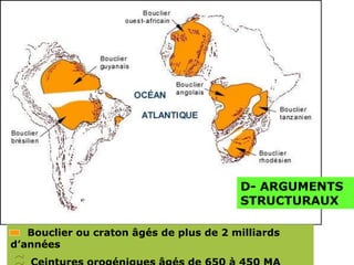www.USGS.gov et www2.ulg.ac.be
D- ARGUMENTS
STRUCTURAUX
Bouclier ou craton âgés de plus de 2 milliards
d’années
 