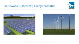 Renewable (Electrical) Energy Potential
The Role of Thermal Potential in Enhancing Energy Efficiency / Productivity
 