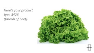 Here’s your product 
type 3426 
(forerib of beef) 
 