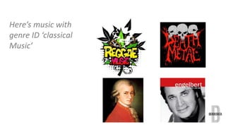 Here’s music with 
genre ID ‘classical 
Music’ 
 