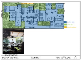 DESIGNSTUDIO3 ZONING
SEMI OPEN SPACE
SEMI OPEN AREA
OPEN AREA
CLOSED AREA
NO11-33RD LANE
 