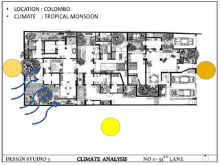 DESIGNSTUDIO3 CLIMATE ANALYSIS
• LOCATION : COLOMBO
• CLIMATE : TROPICAL MONSOON
NO11-33RD LANE
 