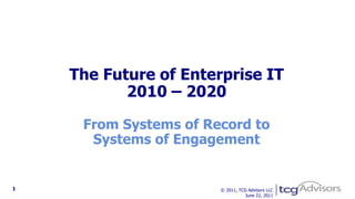 The Future of Enterprise IT2010 – 2020From Systems of Record toSystems of Engagement  © 2011, TCG Advisors LLCFebruary 19, 2011 