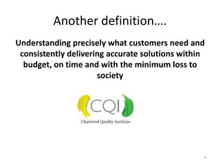 The Hidden Cost of Quality
Reqmts Build System Test UAT R
19
Reqmts Build System Test
UAT R
Reqmts Build System Test UAT R
Result
Quality
Timescales
Savings
Quality
Timescales
Savings
Quality
Timescales
Savings
Multiple Defect Fix Drops
Fewer Defect
Fix Drops
F O C U S ON Q U A L I T Y – PEOPLE/PROCESS/TECHNOLOGY
P R O C E S S R U L E S
DATE/T E C H N O L O G Y R U L E S
 