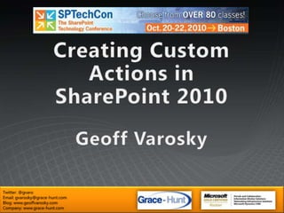 Creating Custom Actions in SharePoint 2010
