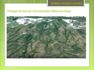 BARRAS HOMOCLINARES
Paisaje de barras homoclinales Betania-Huila.