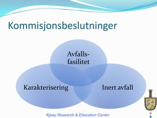 Kommisjonsbeslutninger

                     Avfalls-
                     fasilitet


   Karakterisering                     Inert avfall


          Kjeøy Research & Education Center
 
