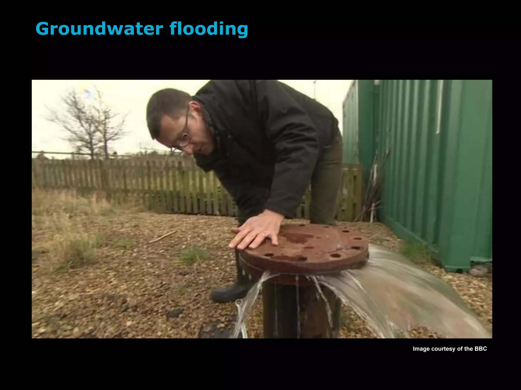 Groundwater flooding
Image courtesy of the BBC
 
