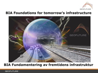 BIA Foundations for tomorrow’s infrastructure
BIA Fundamentering av fremtidens infrastruktur
 