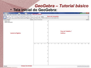 GeoGebra – Tutorial básico

    Tela inicial do GeoGebra:
 
