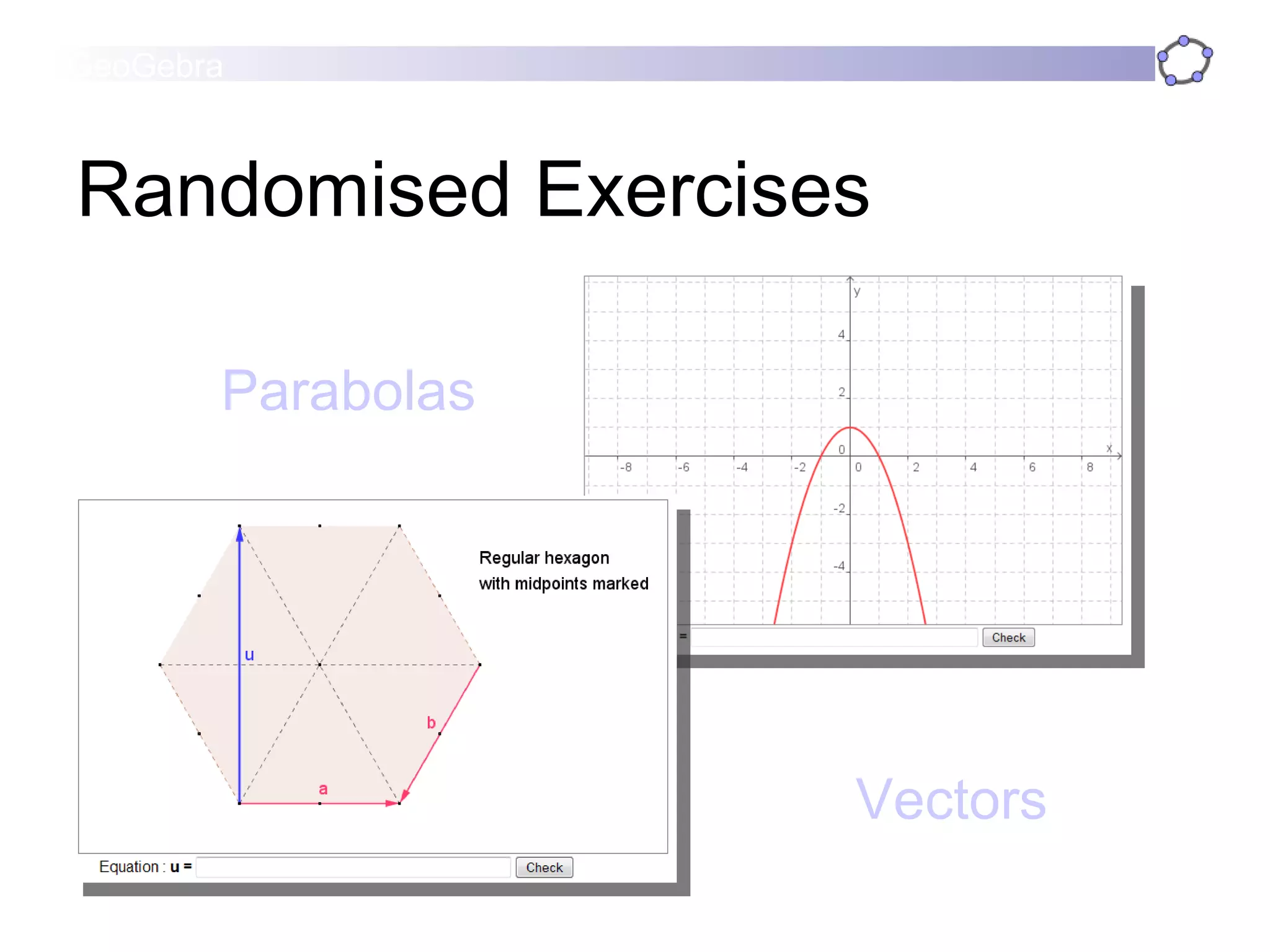 Randomised Exercises Parabolas Vectors 