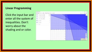 Linear Programming Shading Geogebra 11 | PPTX