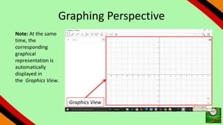Graphing Perspective
Note: At the same
time, the
corresponding
graphical
representation is
automatically
displayed in
the Graphics View.
Graphics View
 