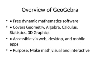 GeoGebra: Interactive Math Software for Teaching and Learning | PPTX