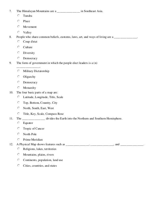 geog pretest questions