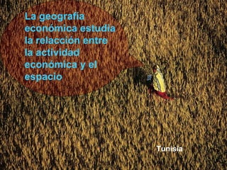 La geografía
económica estudia
la relacción entre
la actividad
económica y el
espacio




                     Tunisia
 