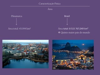 Dinamarca Brasil
Área total: 43.094 km² Área total: 8 515 767,049 km²
 Quinto maior país do mundo
Caracterização Física
Área
 