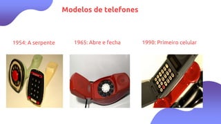 Modelos de telefones
1954: A serpente 1965: Abre e fecha 1990: Primeiro celular
 