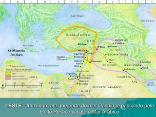 LESTE
LESTE: Uma linha reta que parte do mar Cáspio, e passando pelo
: Uma linha reta que parte do mar Cáspio, e passando pelo
Golfo Pérsico vai até o Mar Arábico
Golfo Pérsico vai até o Mar Arábico
 