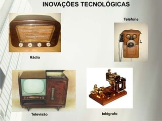 INOVAÇÕES TECNOLÓGICAS
Rádio
telégrafo
Telefone
Televisão
 