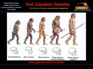 EVOLUÇÃO DA ESPÉCIE HUMANA
 