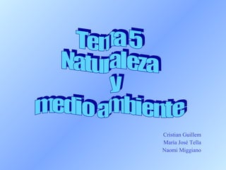 Cristian Guillem María José Tella Naomi Miggiano Tema 5 Naturaleza  y  medio ambiente 