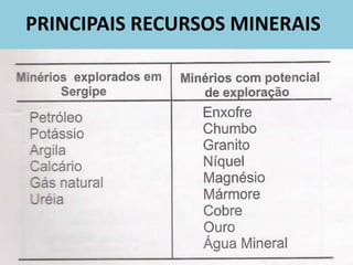 PRINCIPAIS RECURSOS MINERAIS
 