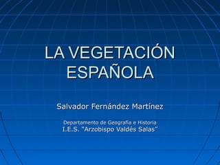 LA VEGETACIÓN
ESPAÑOLA
Salvador Fernández Martínez
Departamento de Geografía e Historia

I.E.S. “Arzobispo Valdés Salas”

 