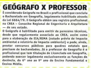 GEÓGRAFO X PROFESSOR DE GEOGRAFIA
 