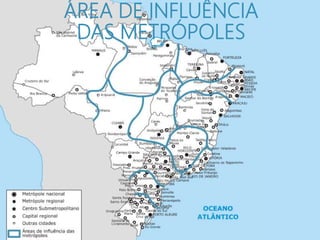 ÁREA DE INFLUÊNCIA
DAS METRÓPOLES
 